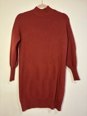 Only Rust-Red Mock Neck Knit Sweater Dress